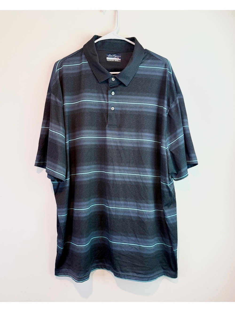 Ben Hogan Performance Men's 3XL Black and Blue Striped Polo Shirt